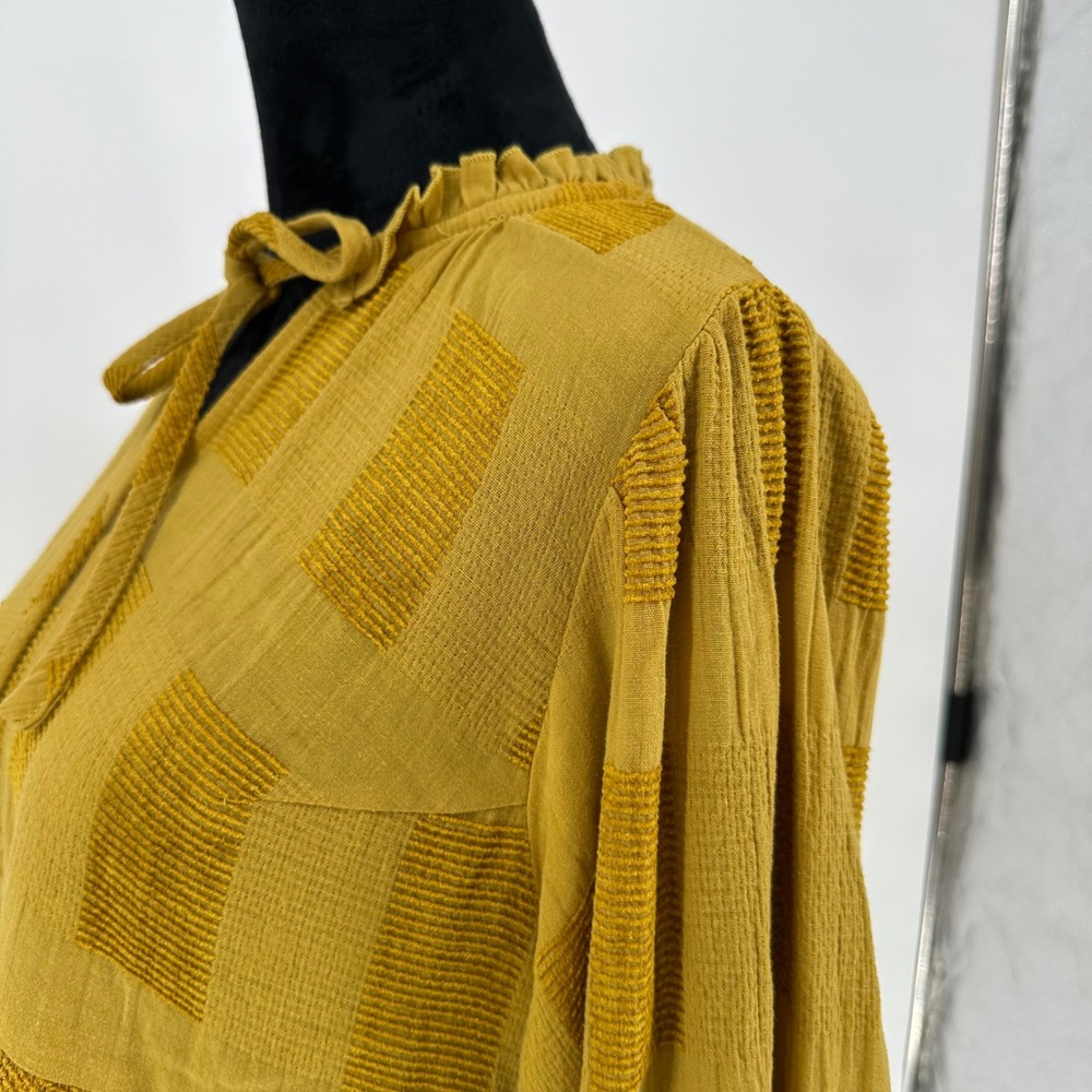 Umgee Mustard Yellow Checker Tunic Top - Picture 9 of 9